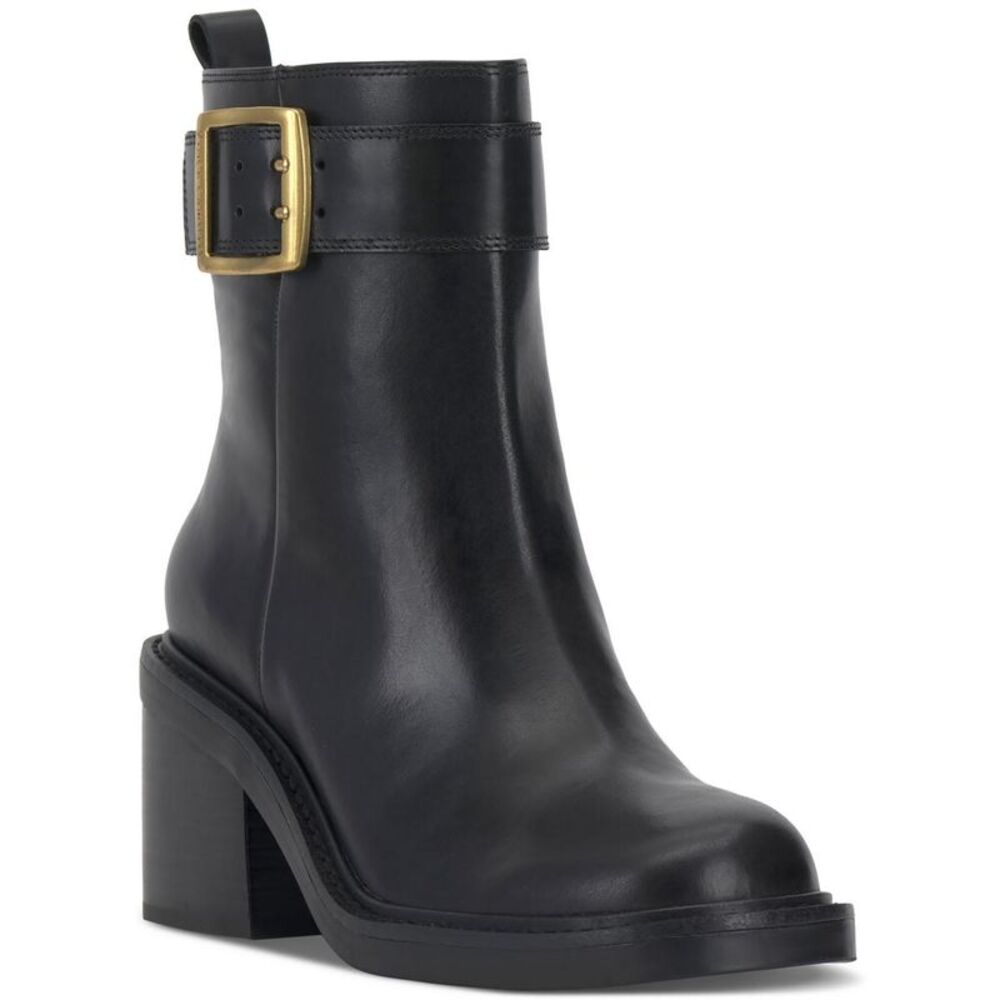 Vince Camuto Womens Bembonie Black Leather Round Toe Mid-Calf Boots Shoes NWT